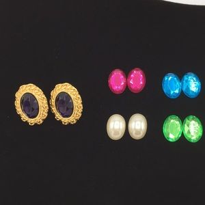 Magnetic Gold Faux Earrings With 5 Different Gems